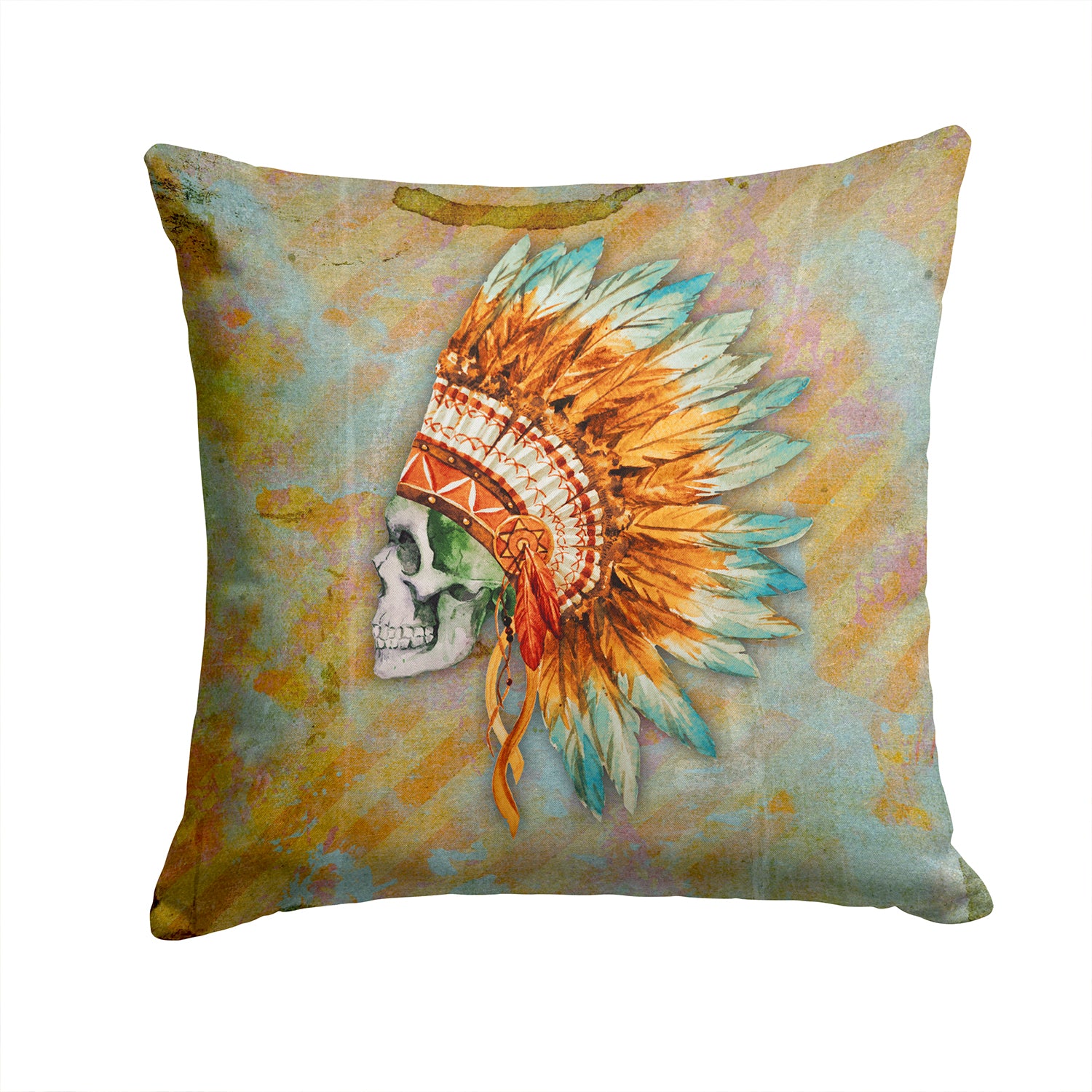 Day of the Dead Indian Skull  Fabric Decorative Pillow BB5127PW1414 - the-store.com