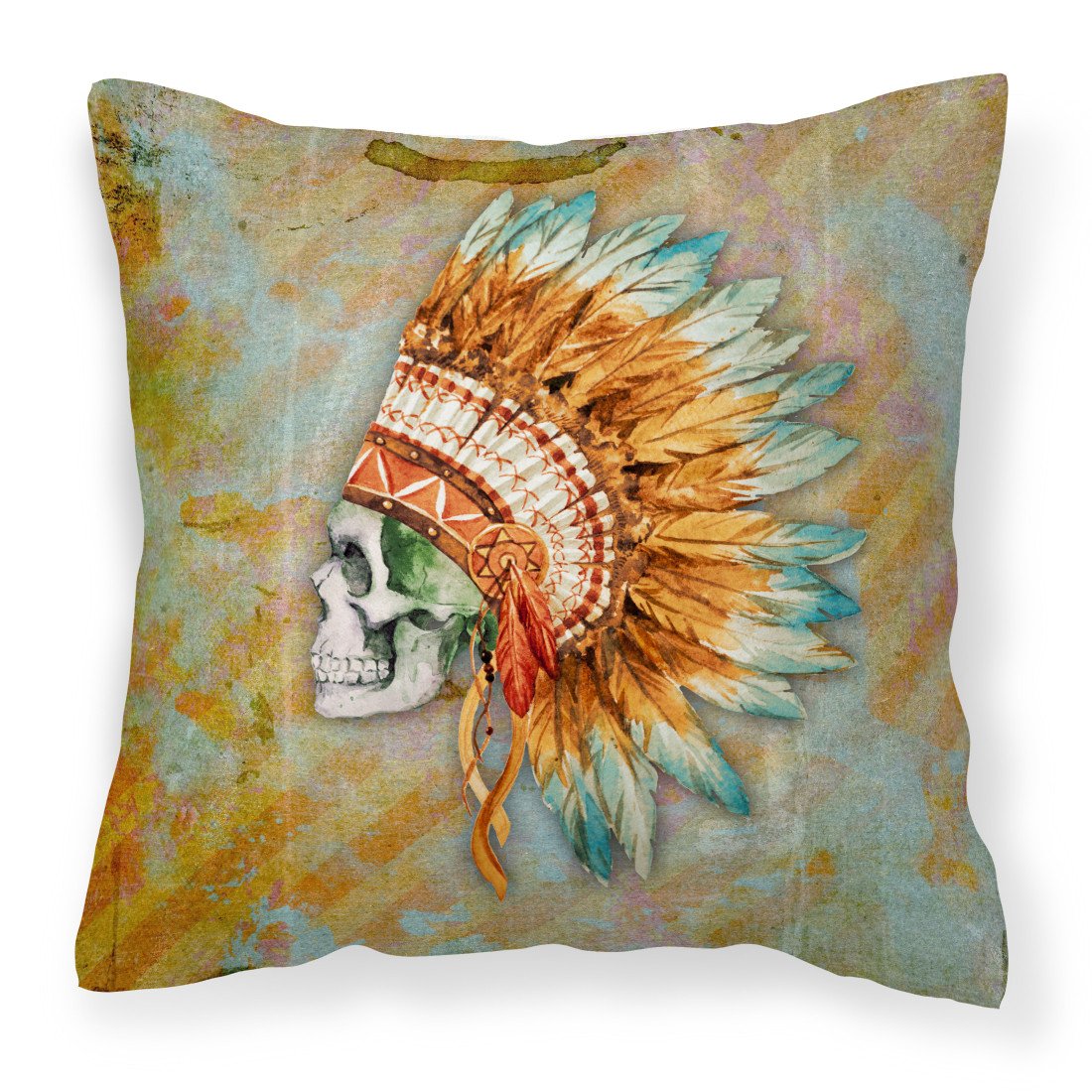 Day of the Dead Indian Skull  Fabric Decorative Pillow BB5127PW1818 by Caroline's Treasures