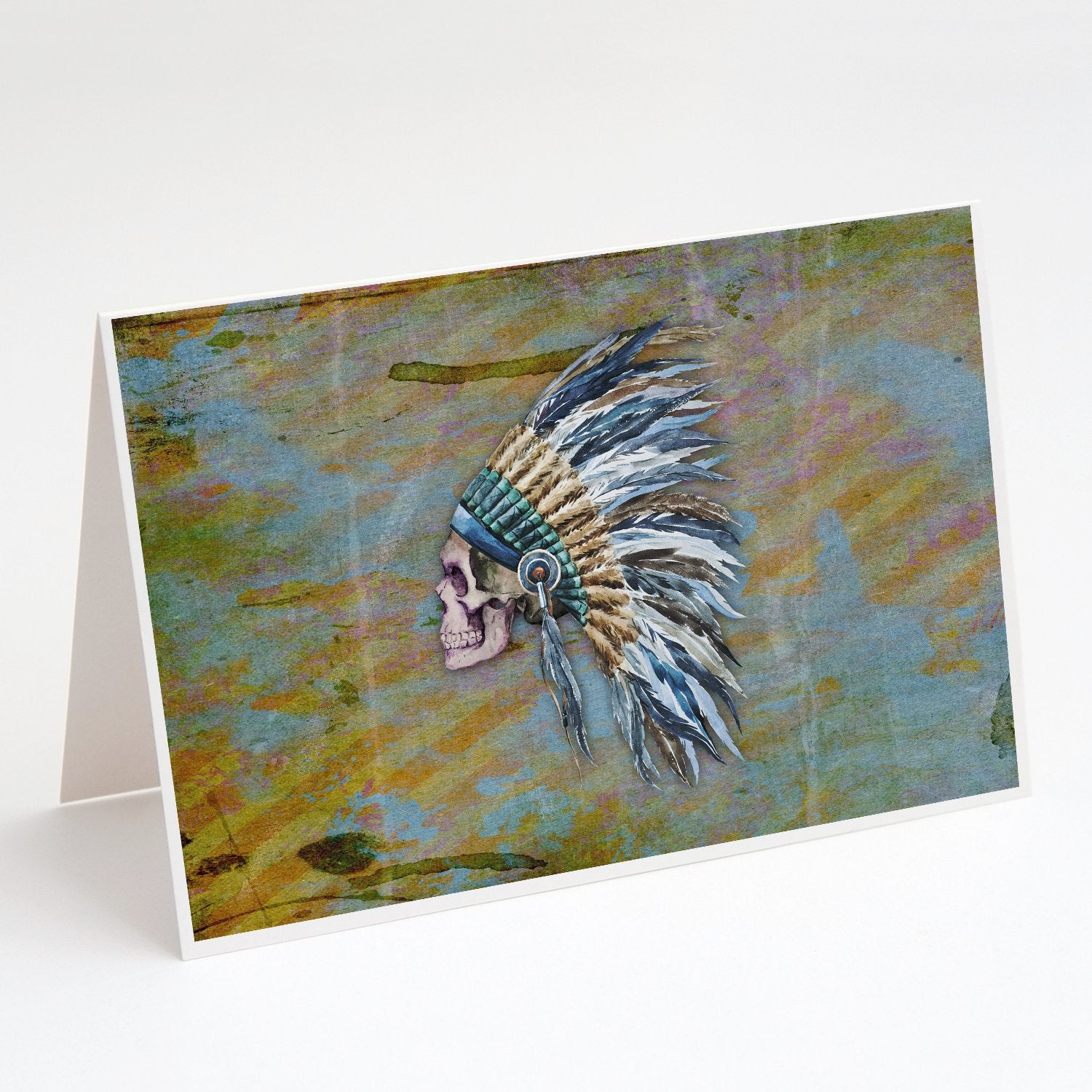 Buy this Day of the Dead Indian Chief Skull  Greeting Cards and Envelopes Pack of 8