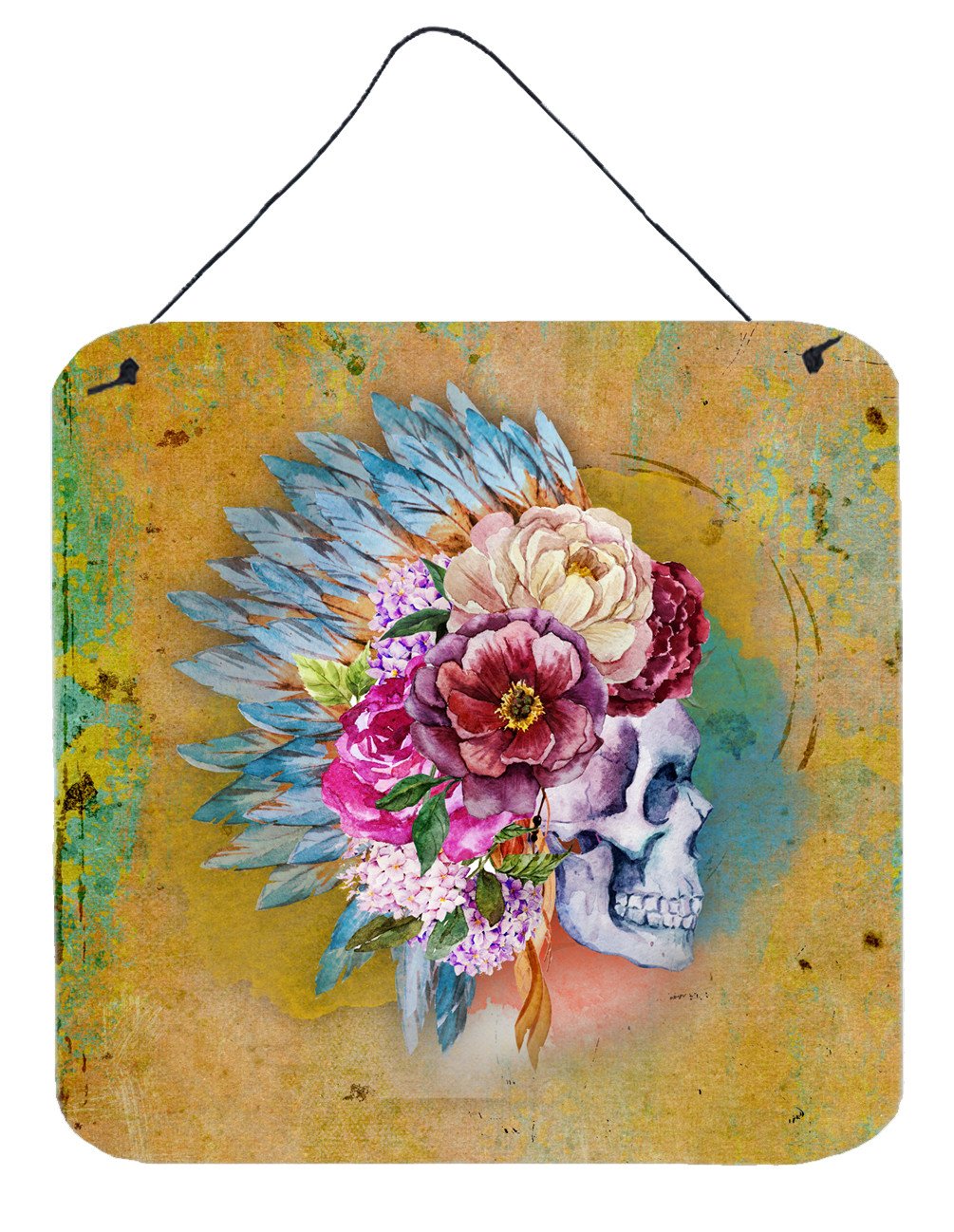 Day of the Dead Flowers Skull  Wall or Door Hanging Prints BB5129DS66 by Caroline's Treasures