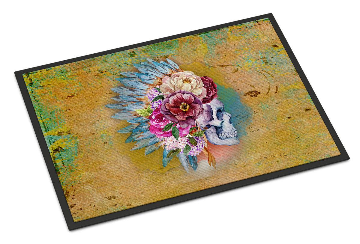Day of the Dead Flowers Skull  Indoor or Outdoor Mat 18x27 BB5129MAT - the-store.com