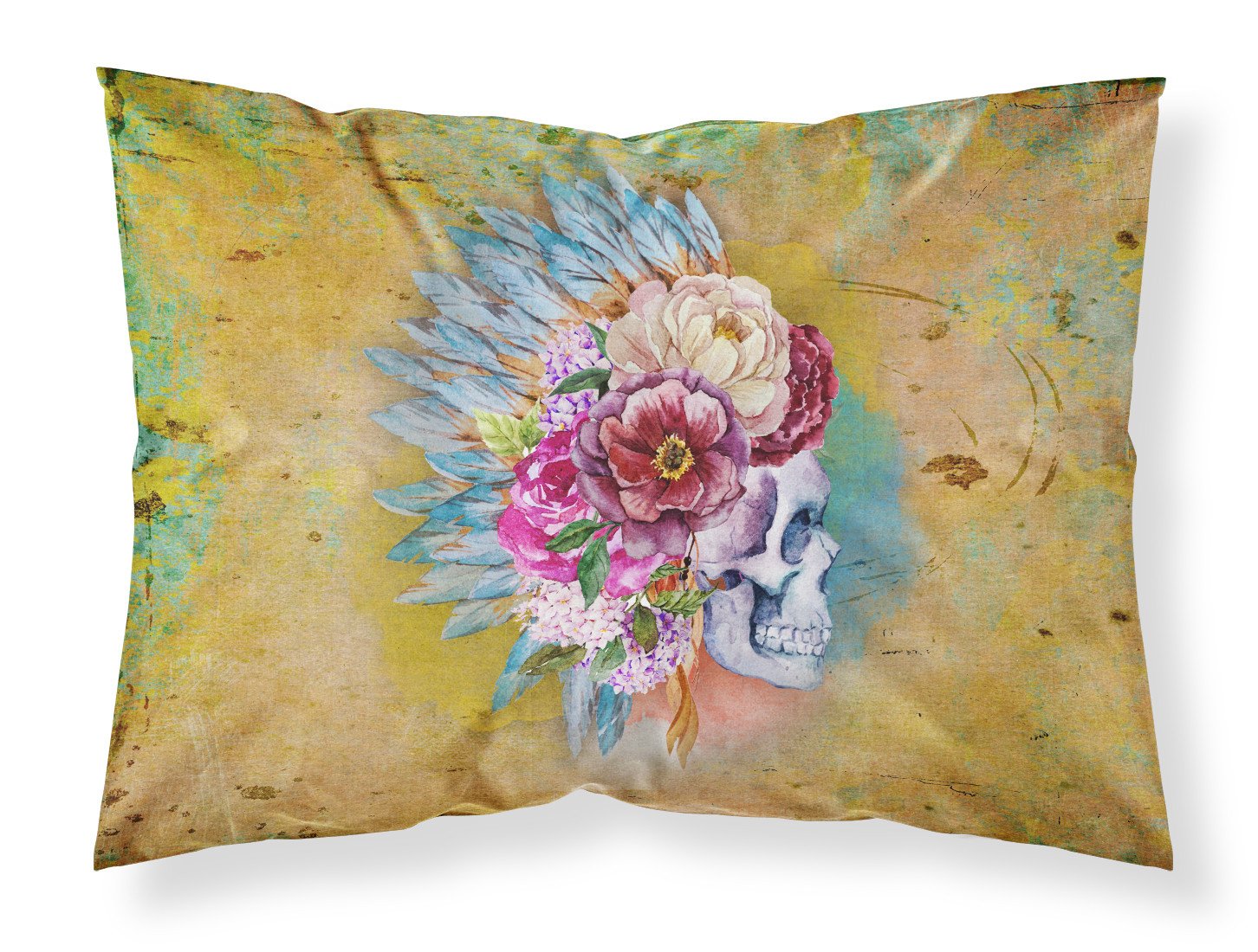 Day of the Dead Flowers Skull  Fabric Standard Pillowcase BB5129PILLOWCASE by Caroline's Treasures