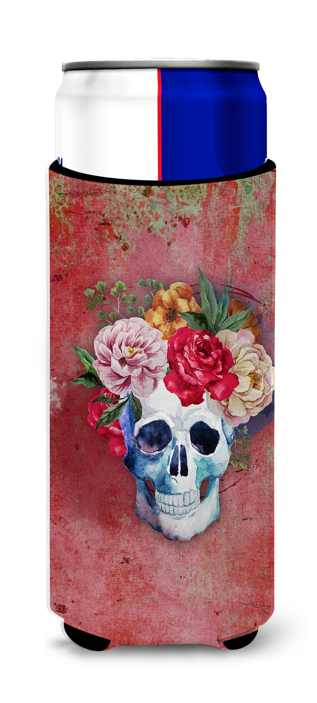 Day of the Dead Red Flowers Skull   Ultra Hugger for slim cans BB5130MUK