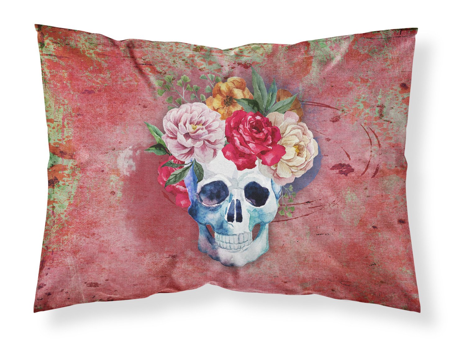 Day of the Dead Red Flowers Skull  Fabric Standard Pillowcase BB5130PILLOWCASE by Caroline's Treasures
