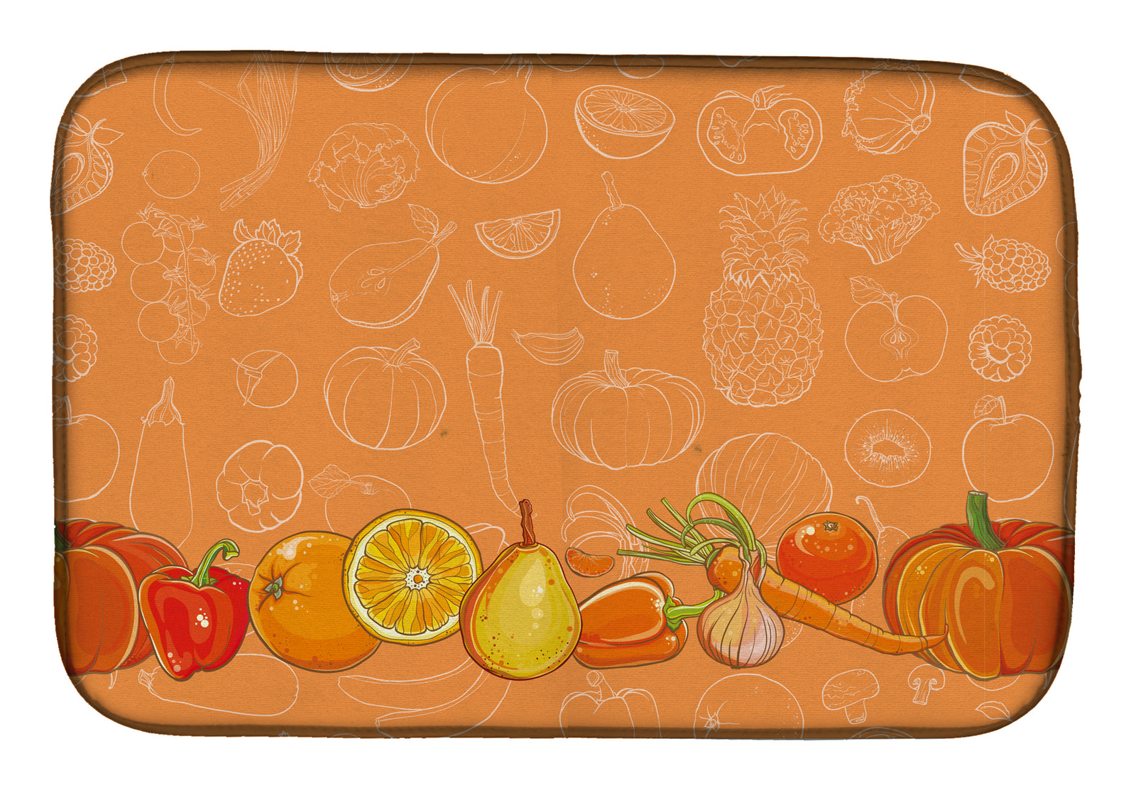 Fruits and Vegetables in Orange Dish Drying Mat BB5131DDM