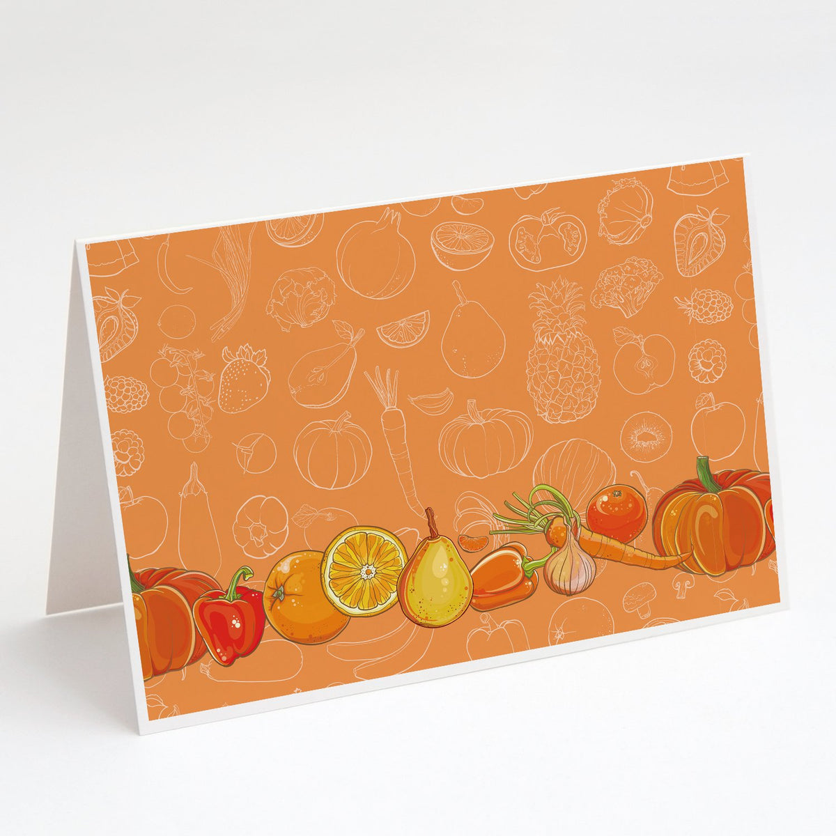 Buy this Fruits and Vegetables in Orange Greeting Cards and Envelopes Pack of 8