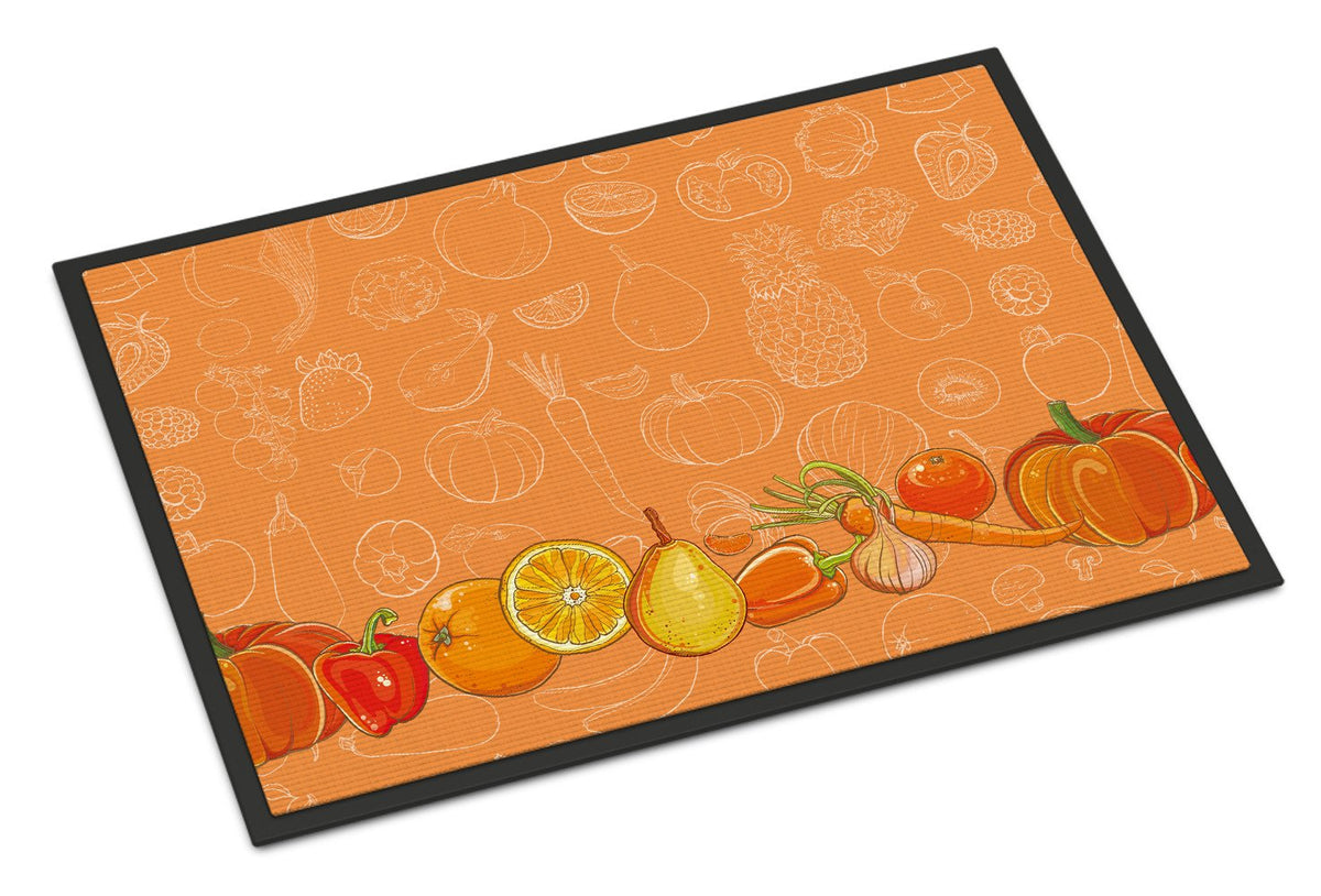 Fruits and Vegetables in Orange Indoor or Outdoor Mat 24x36 BB5131JMAT by Caroline&#39;s Treasures