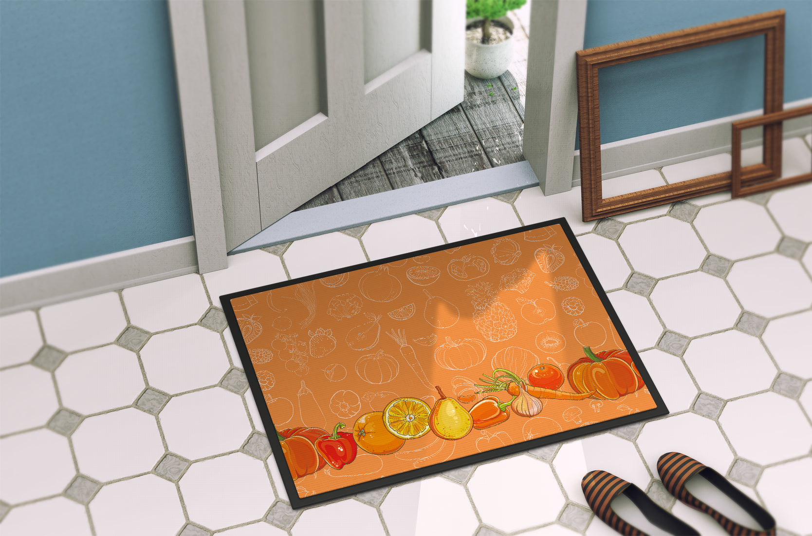 Fruits and Vegetables in Orange Indoor or Outdoor Mat 18x27 BB5131MAT - the-store.com