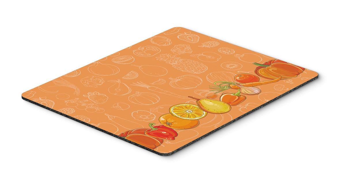 Fruits and Vegetables in Orange Mouse Pad, Hot Pad or Trivet BB5131MP by Caroline&#39;s Treasures