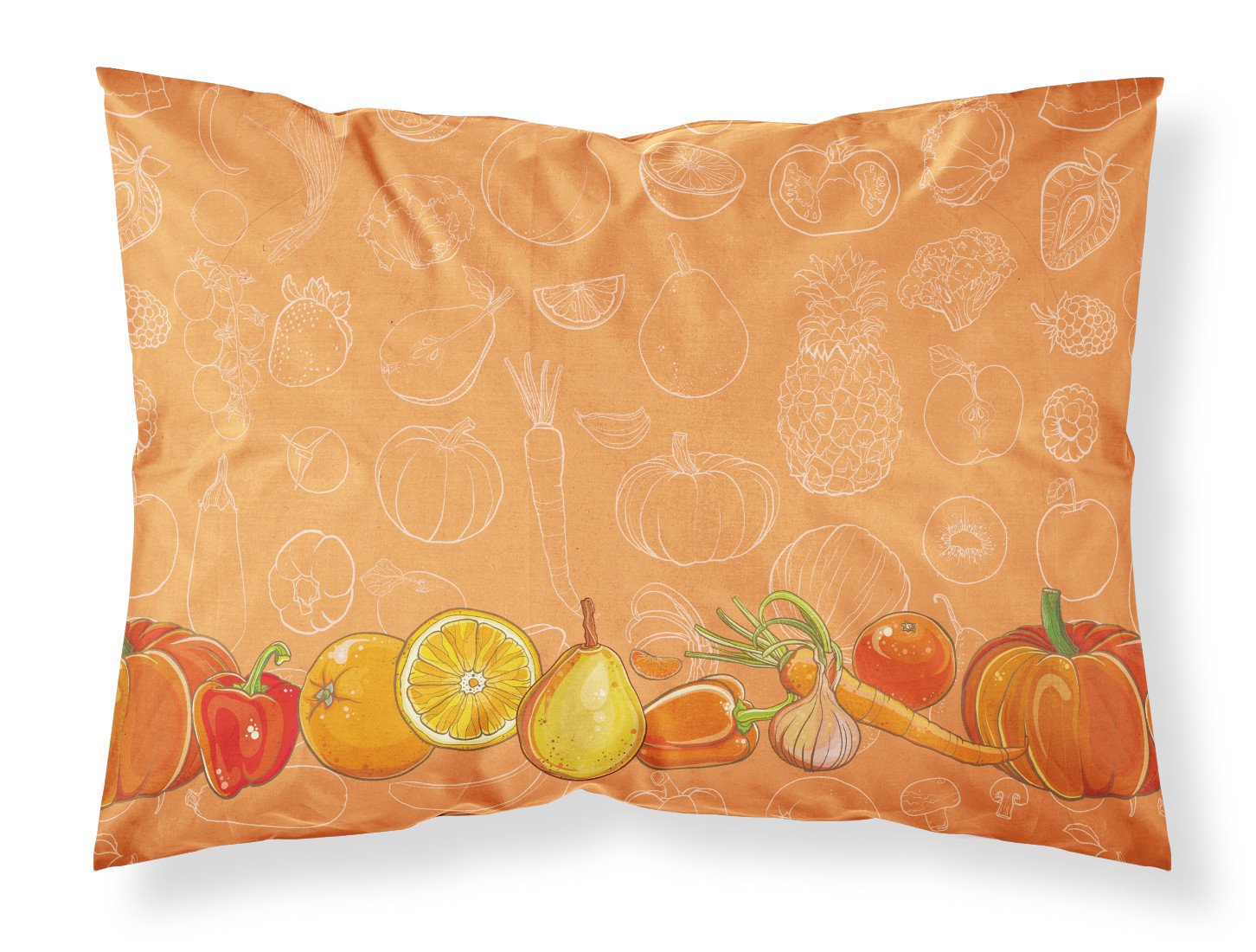 Fruits and Vegetables in Orange Fabric Standard Pillowcase BB5131PILLOWCASE by Caroline's Treasures