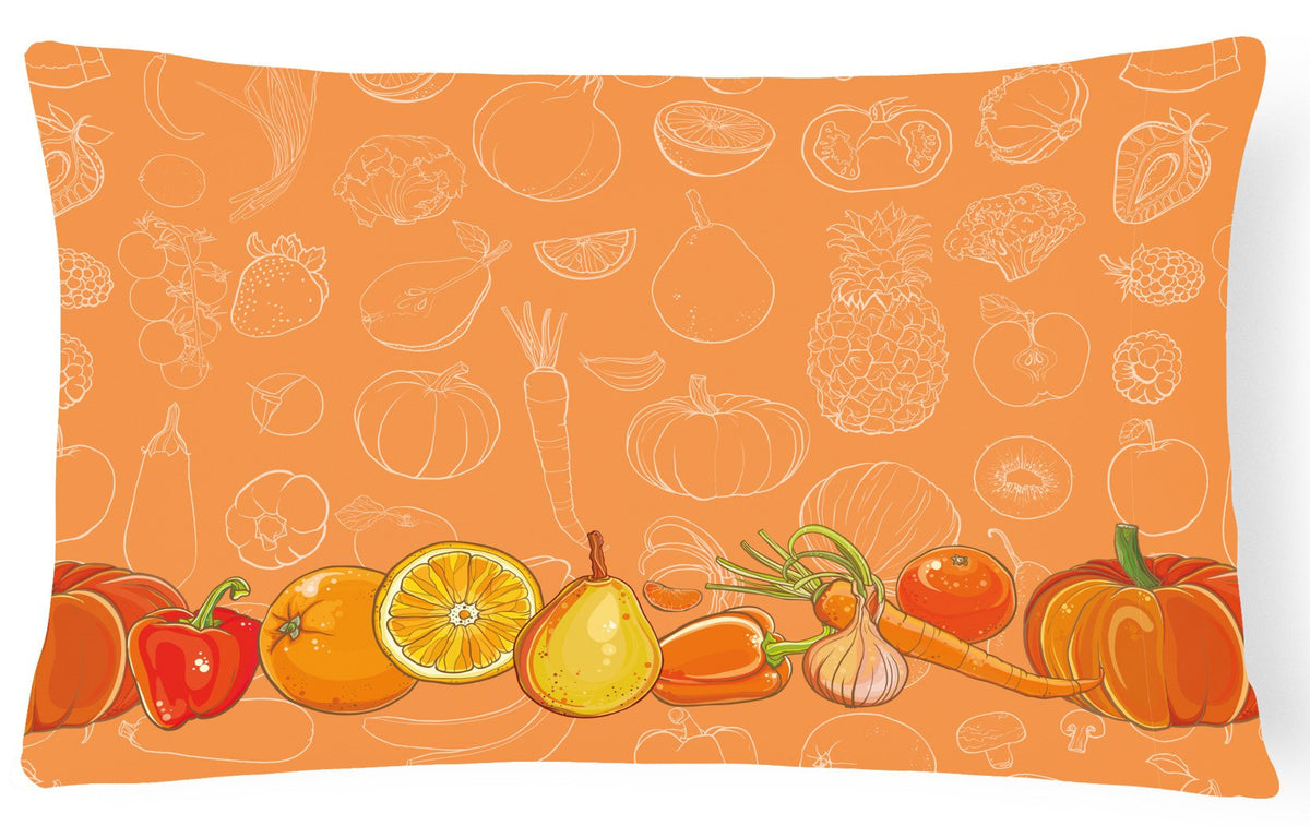 Fruits and Vegetables in Orange Canvas Fabric Decorative Pillow BB5131PW1216 by Caroline&#39;s Treasures