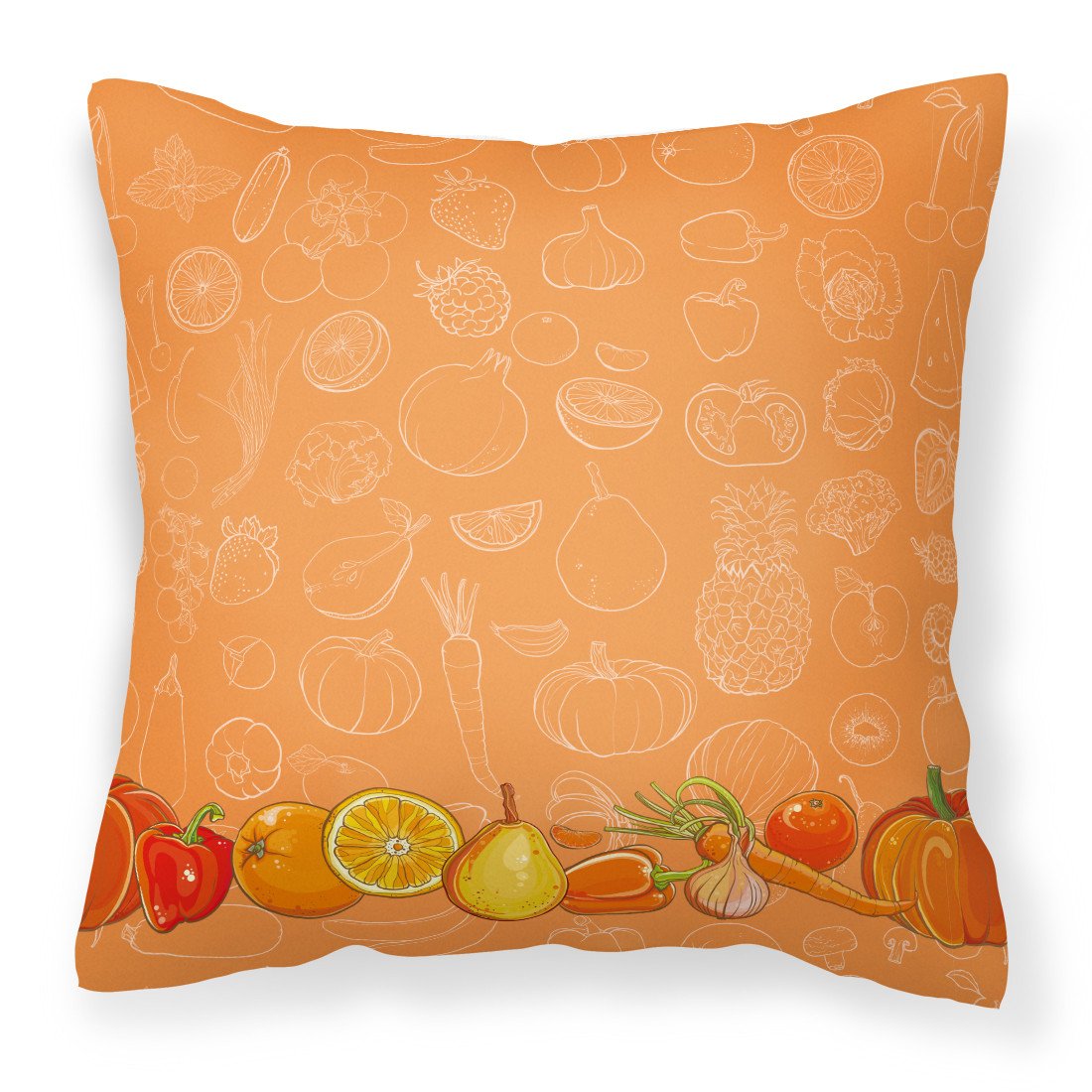Fruits and Vegetables in Orange Fabric Decorative Pillow BB5131PW1818 by Caroline's Treasures