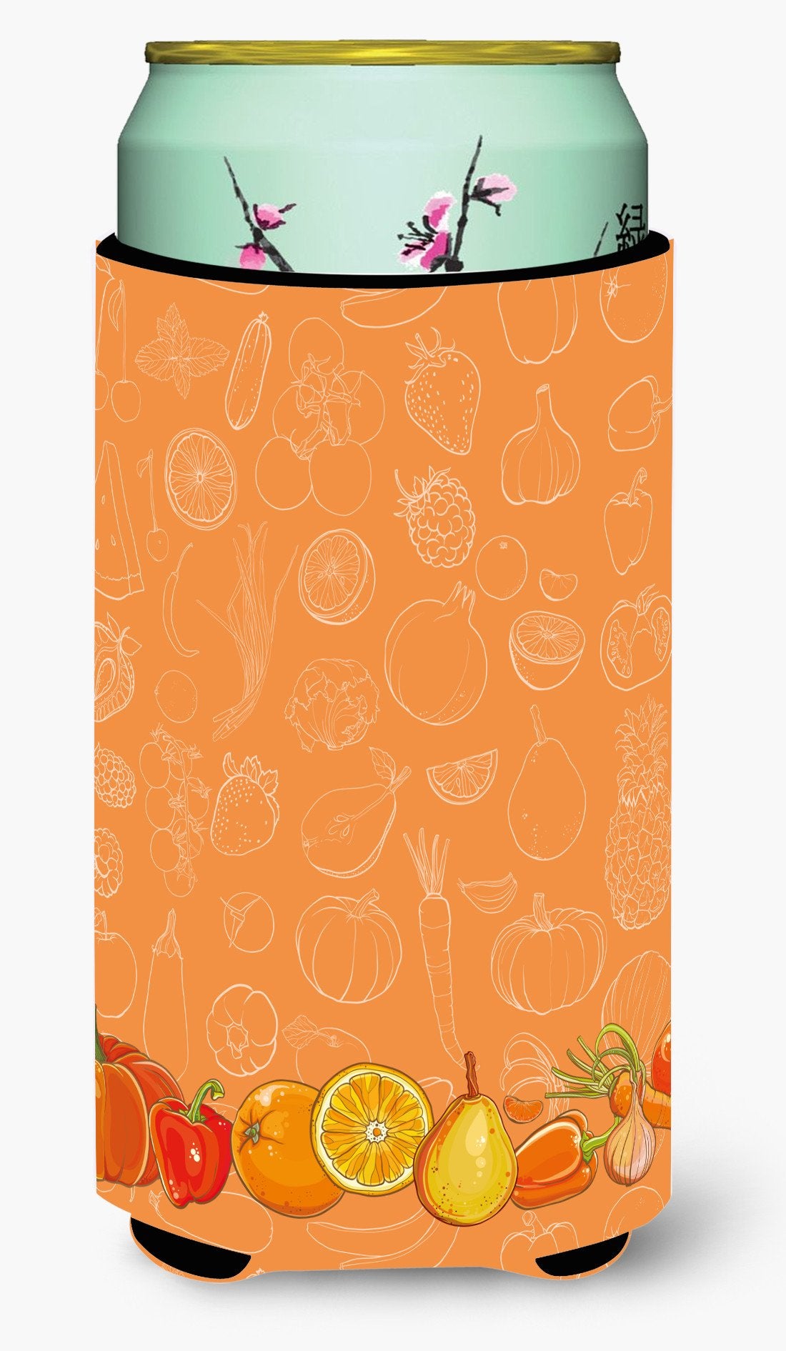 Fruits and Vegetables in Orange Tall Boy Beverage Insulator Hugger BB5131TBC by Caroline&#39;s Treasures