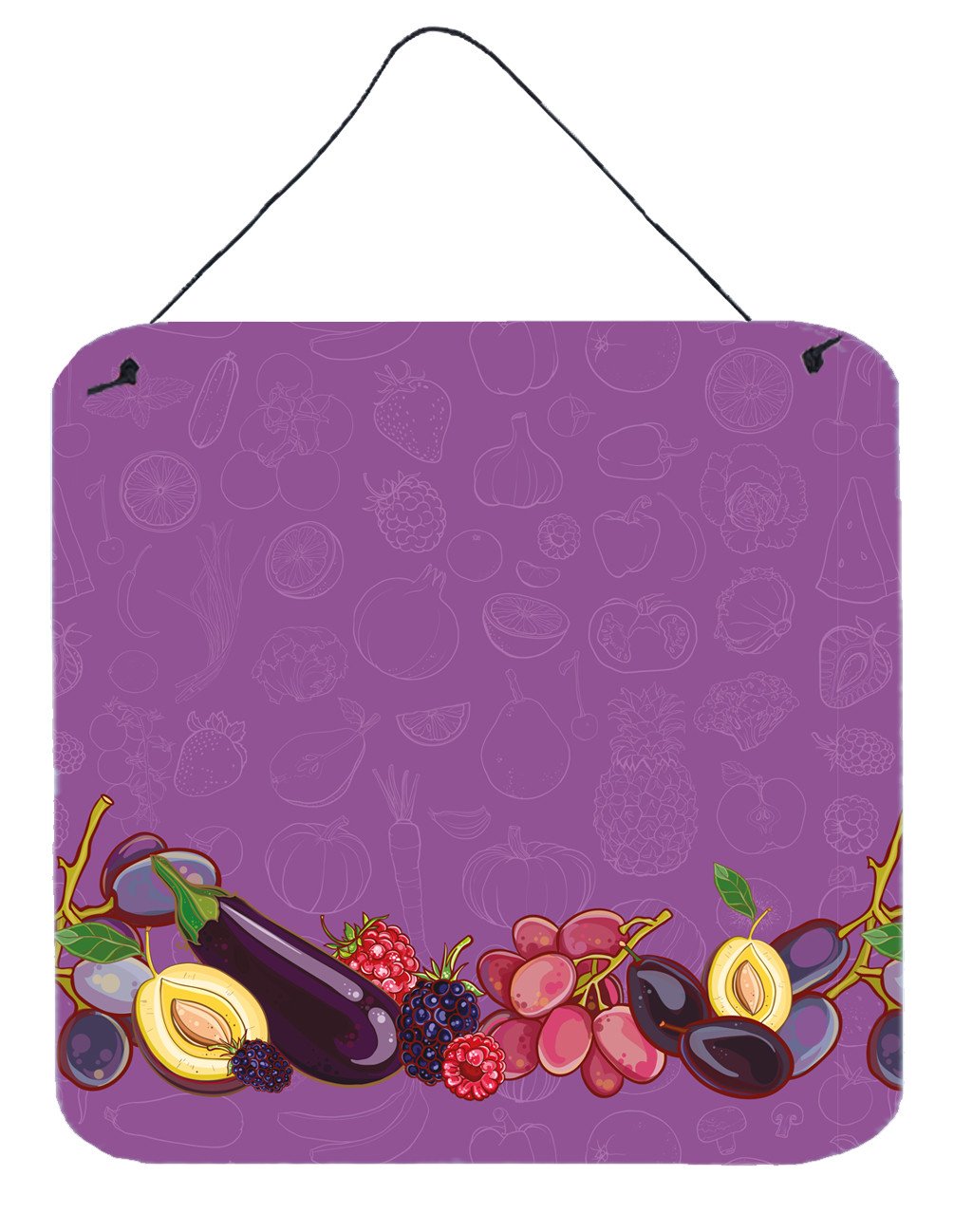 Fruits and Vegetables in Purple Wall or Door Hanging Prints BB5132DS66 by Caroline's Treasures