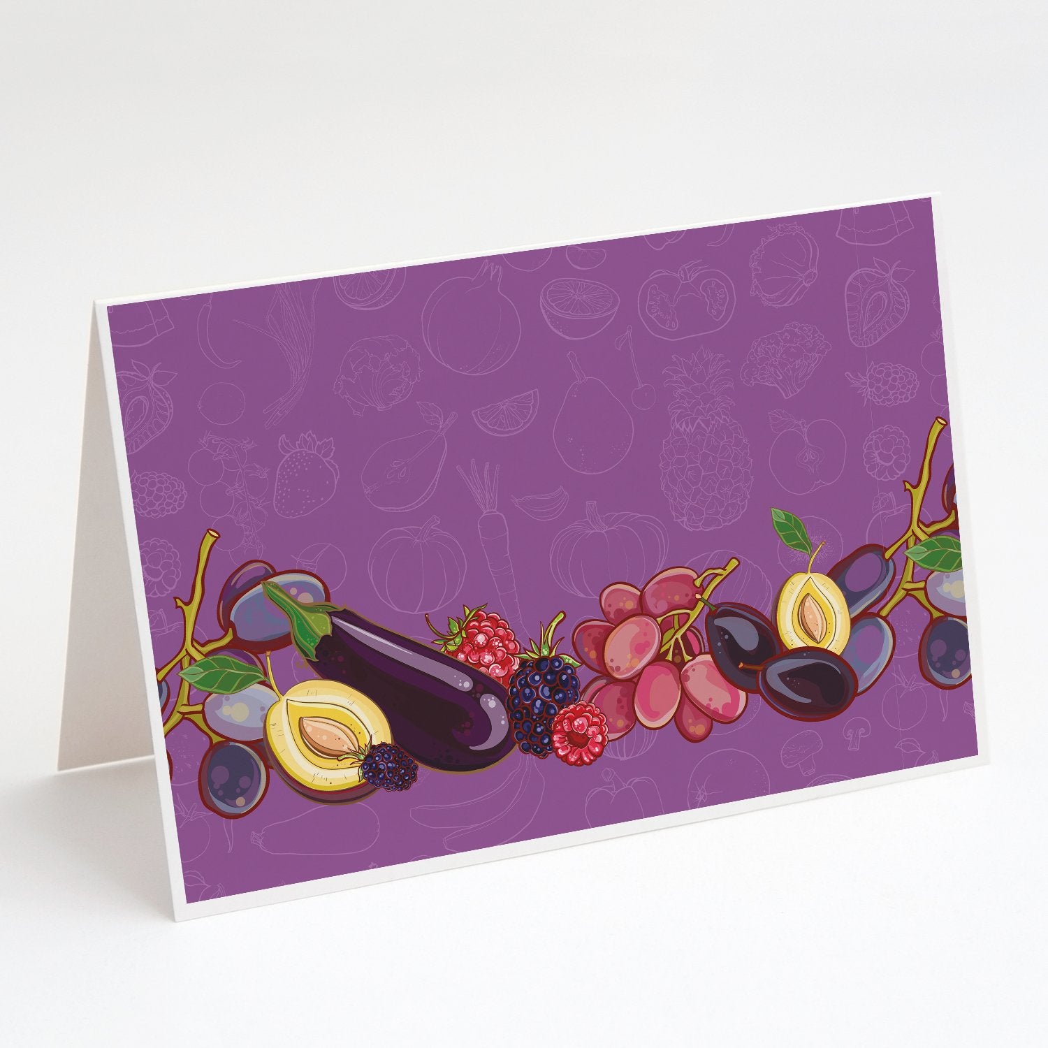 Buy this Fruits and Vegetables in Purple BB5132DS66 Greeting Cards and Envelopes Pack of 8