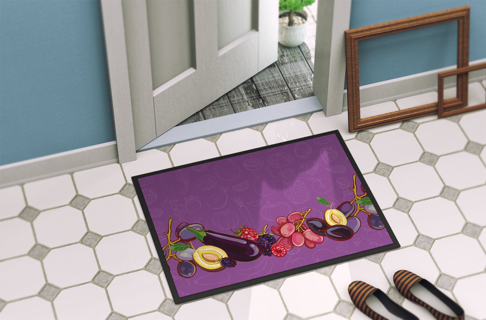 Fruits and Vegetables in Purple Indoor or Outdoor Mat 24x36 BB5132JMAT by Caroline's Treasures