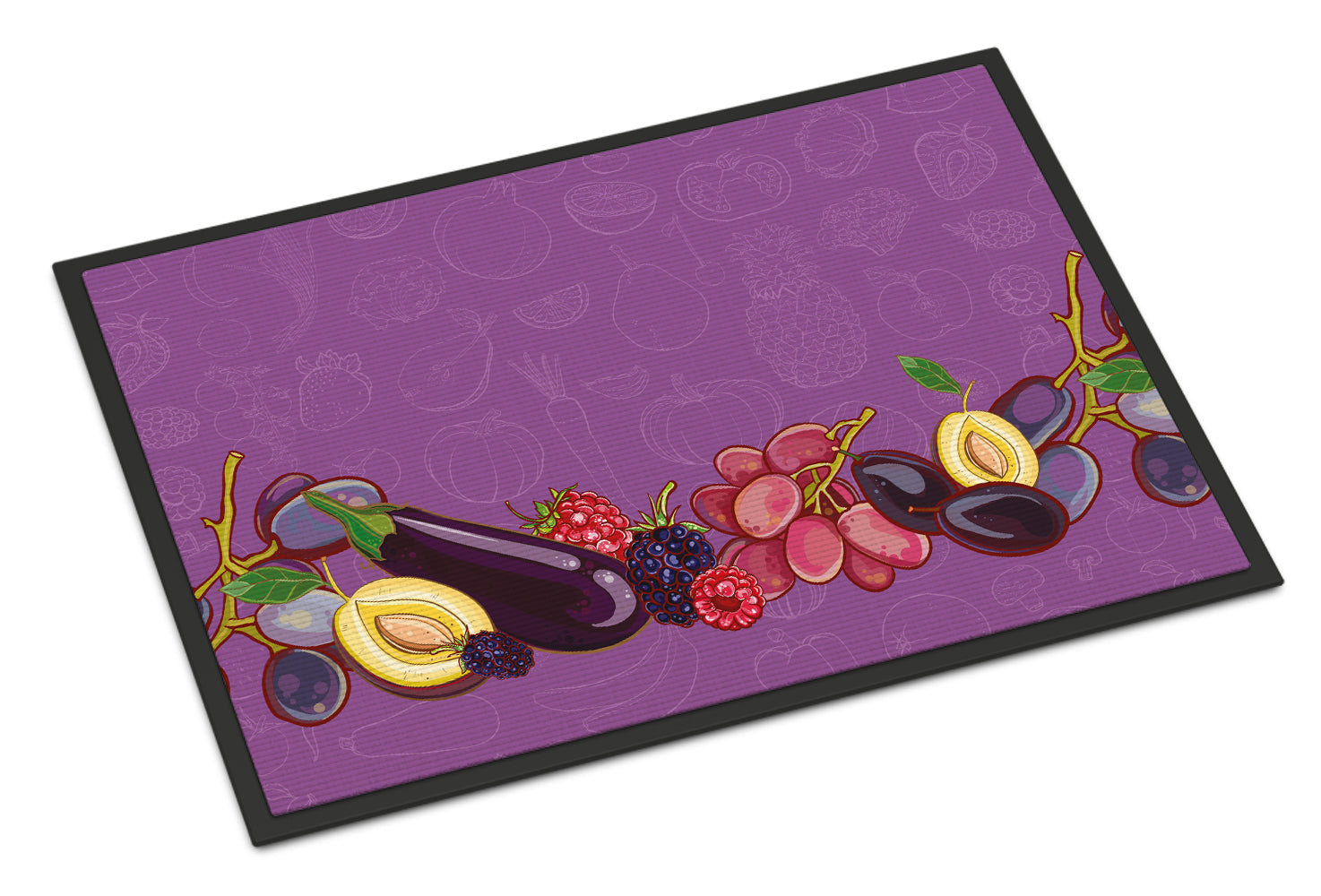 Fruits and Vegetables in Purple Indoor or Outdoor Mat 18x27 BB5132MAT - the-store.com