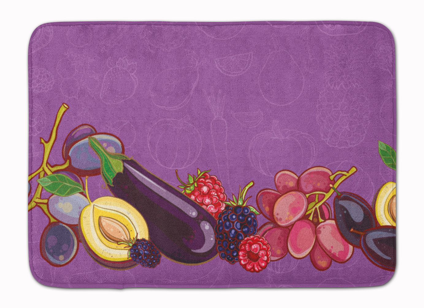 Fruits and Vegetables in Purple Machine Washable Memory Foam Mat BB5132RUG - the-store.com