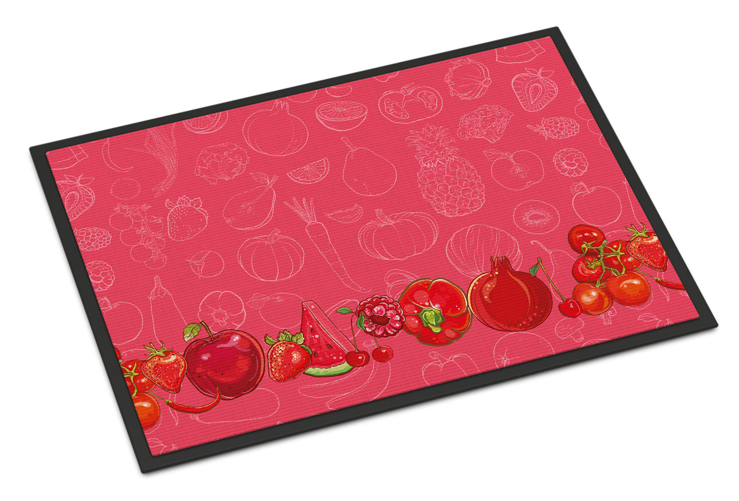 Fruits and Vegetables in Red Indoor or Outdoor Mat 18x27 BB5133MAT - the-store.com