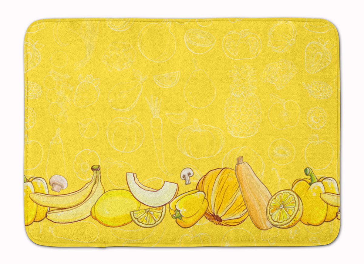 Fruits and Vegetables in Yellow Machine Washable Memory Foam Mat BB5134RUG - the-store.com