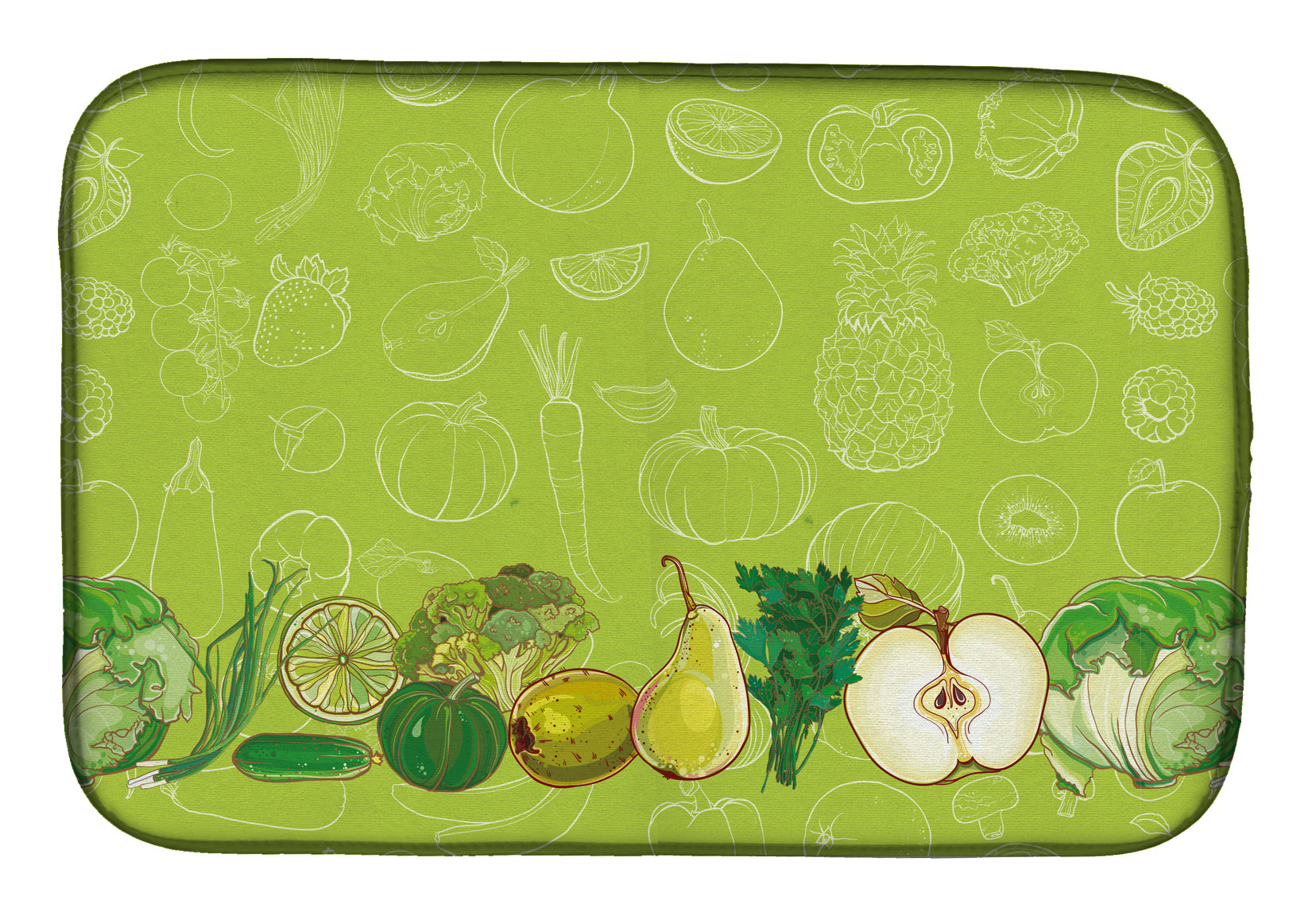 Fruits and Vegetables in Green Dish Drying Mat BB5135DDM  the-store.com.