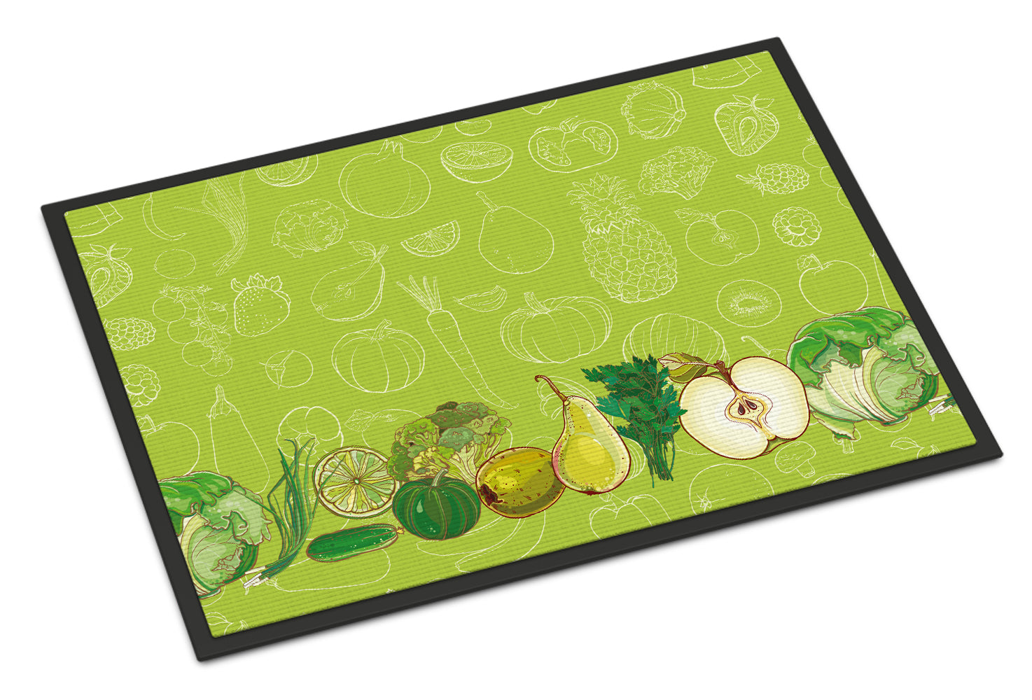 Fruits and Vegetables in Green Indoor or Outdoor Mat 18x27 BB5135MAT - the-store.com