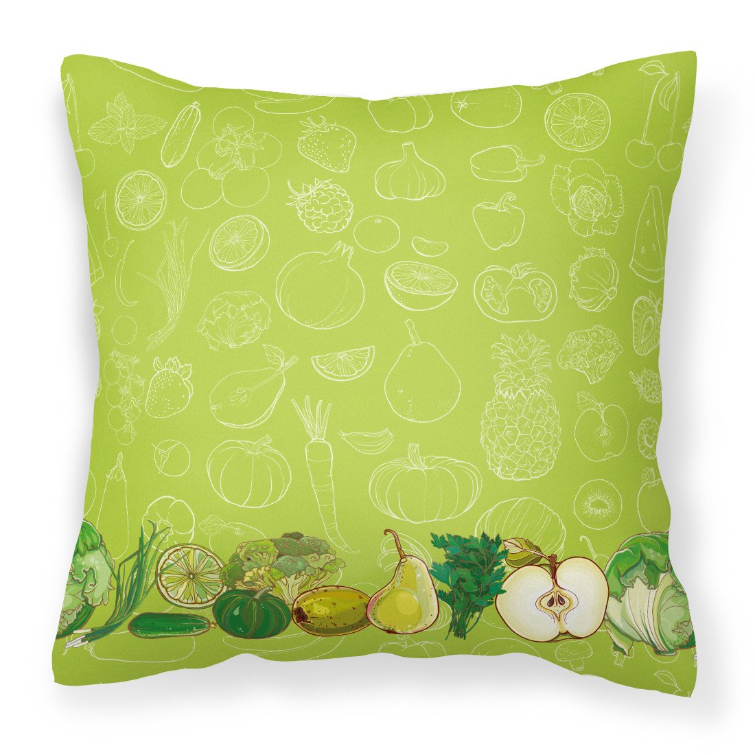 Fruits and Vegetables in Green Fabric Decorative Pillow BB5135PW1818 by Caroline's Treasures