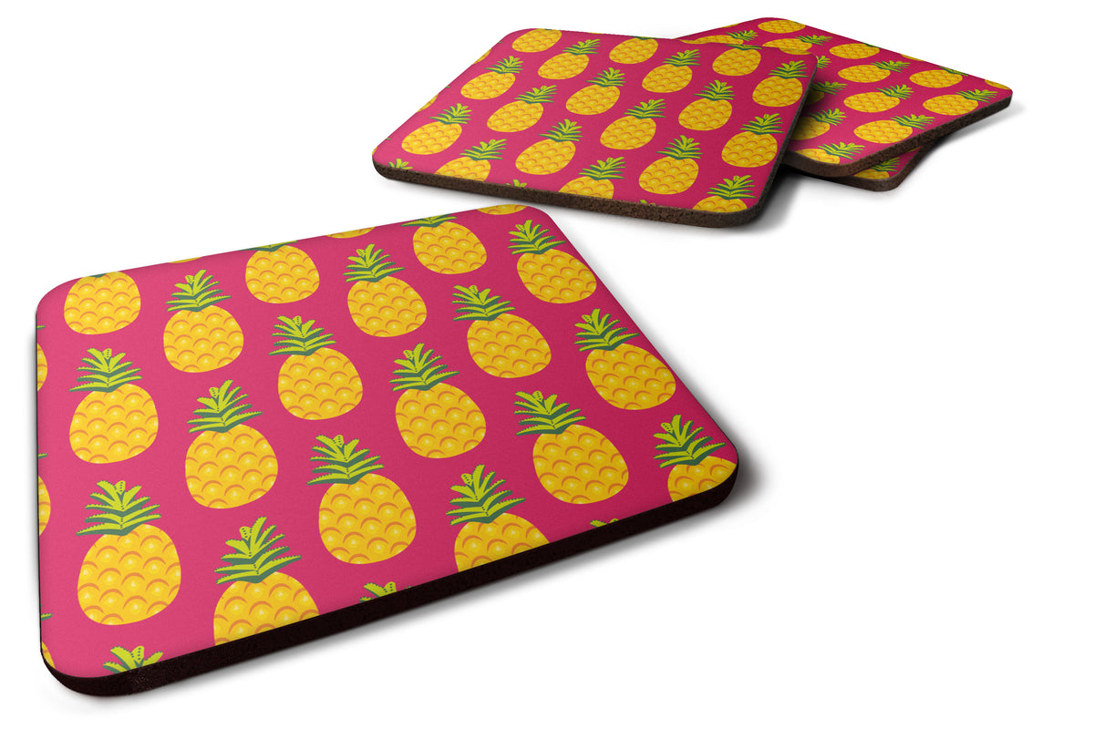 Pineapples on Pink Foam Coaster Set of 4 BB5136FC - the-store.com