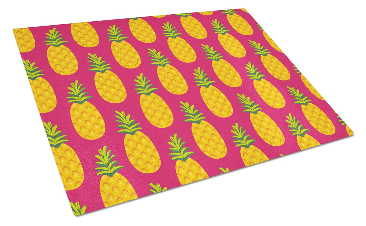 Pineapples on Pink Glass Cutting Board Large BB5136LCB by Caroline&#39;s Treasures