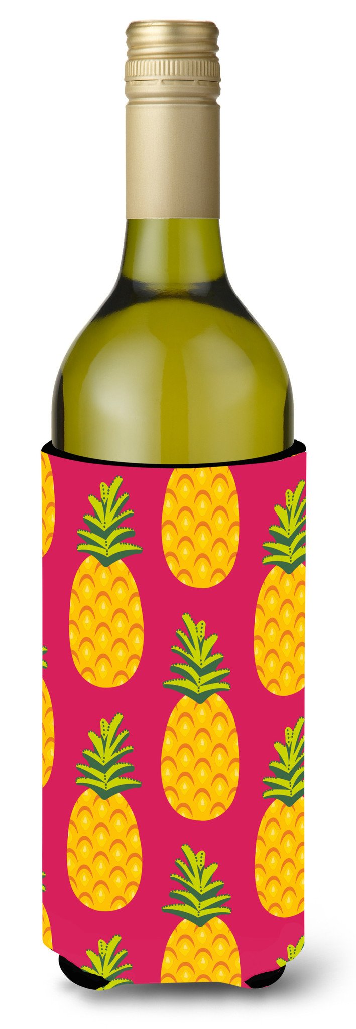 Pineapples on Pink Wine Bottle Beverge Insulator Hugger BB5136LITERK by Caroline&#39;s Treasures