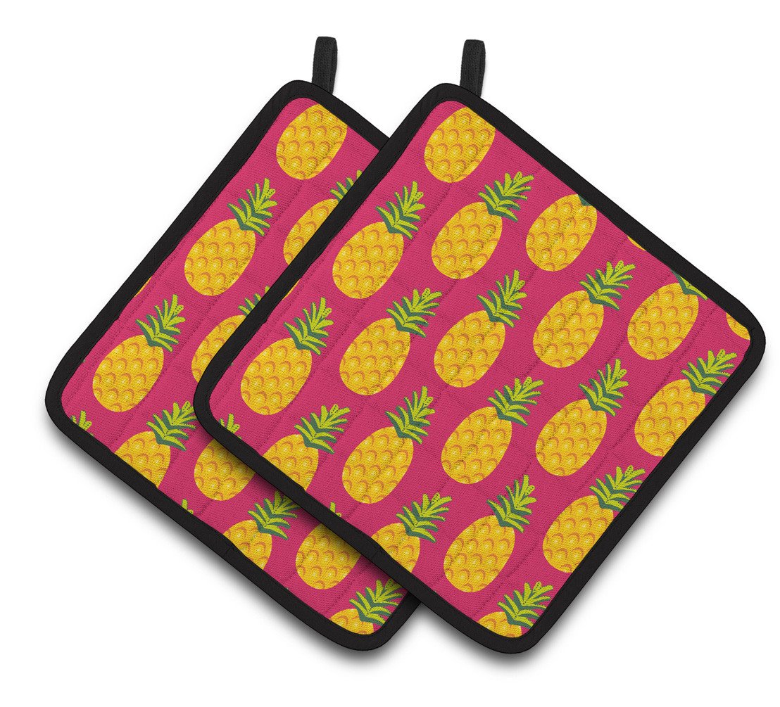 Pineapples on Pink Pair of Pot Holders BB5136PTHD by Caroline&#39;s Treasures