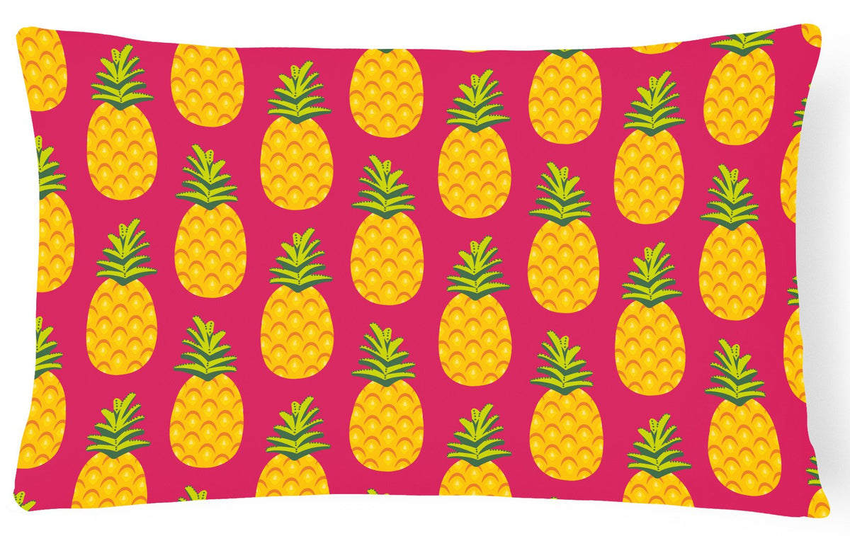 Pineapples on Pink Canvas Fabric Decorative Pillow BB5136PW1216 by Caroline&#39;s Treasures