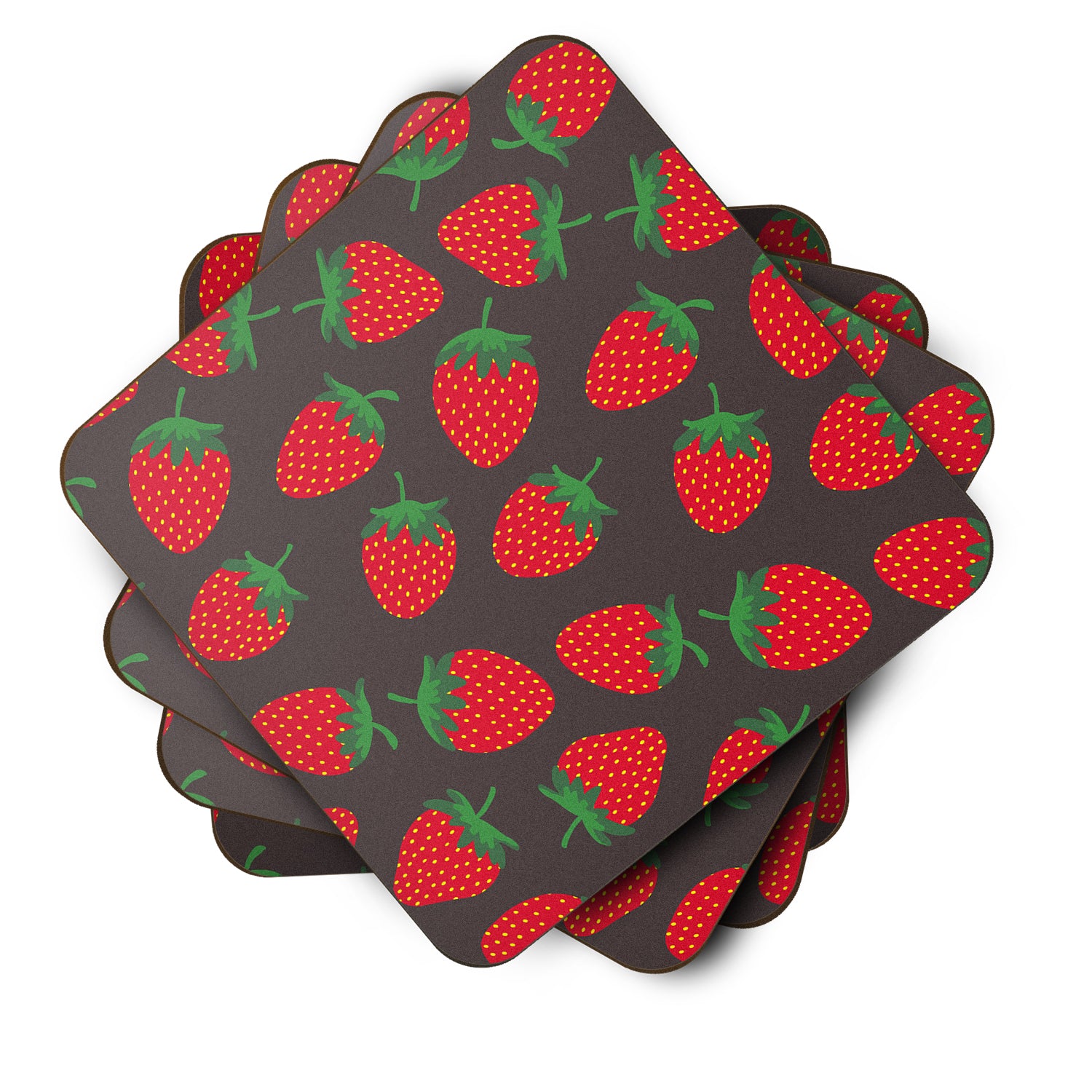 Strawberries on Gray Foam Coaster Set of 4 BB5137FC - the-store.com