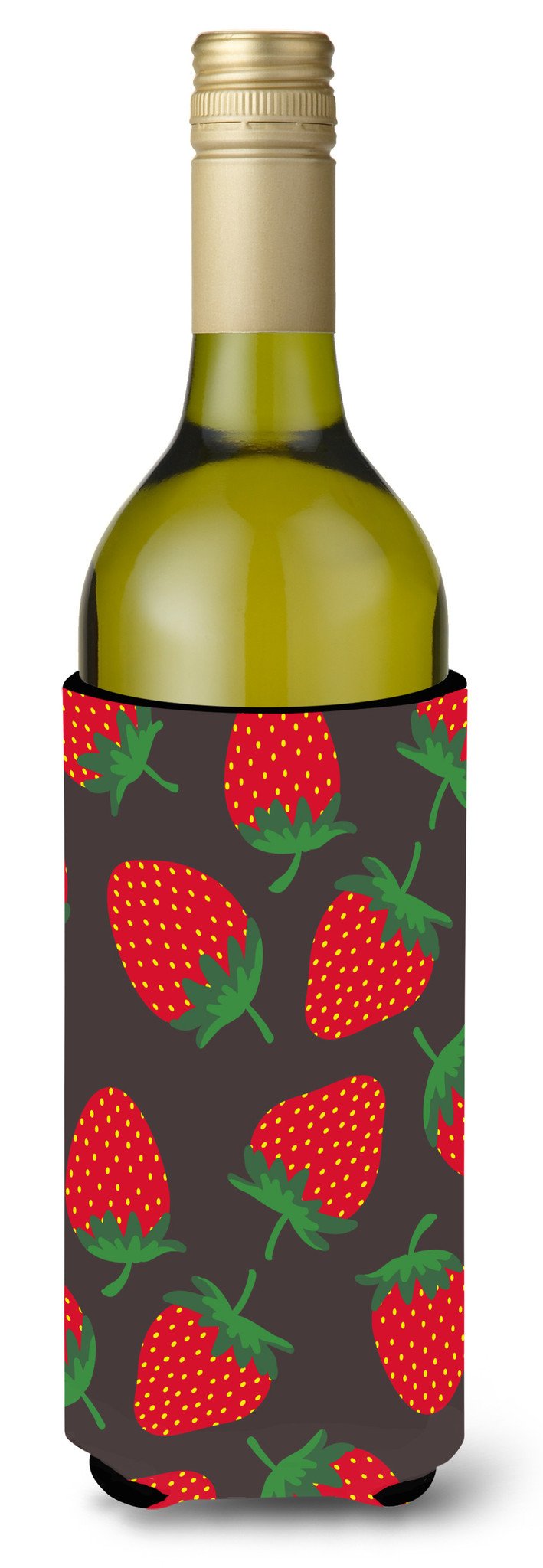 Strawberries on Gray Wine Bottle Beverge Insulator Hugger BB5137LITERK by Caroline&#39;s Treasures