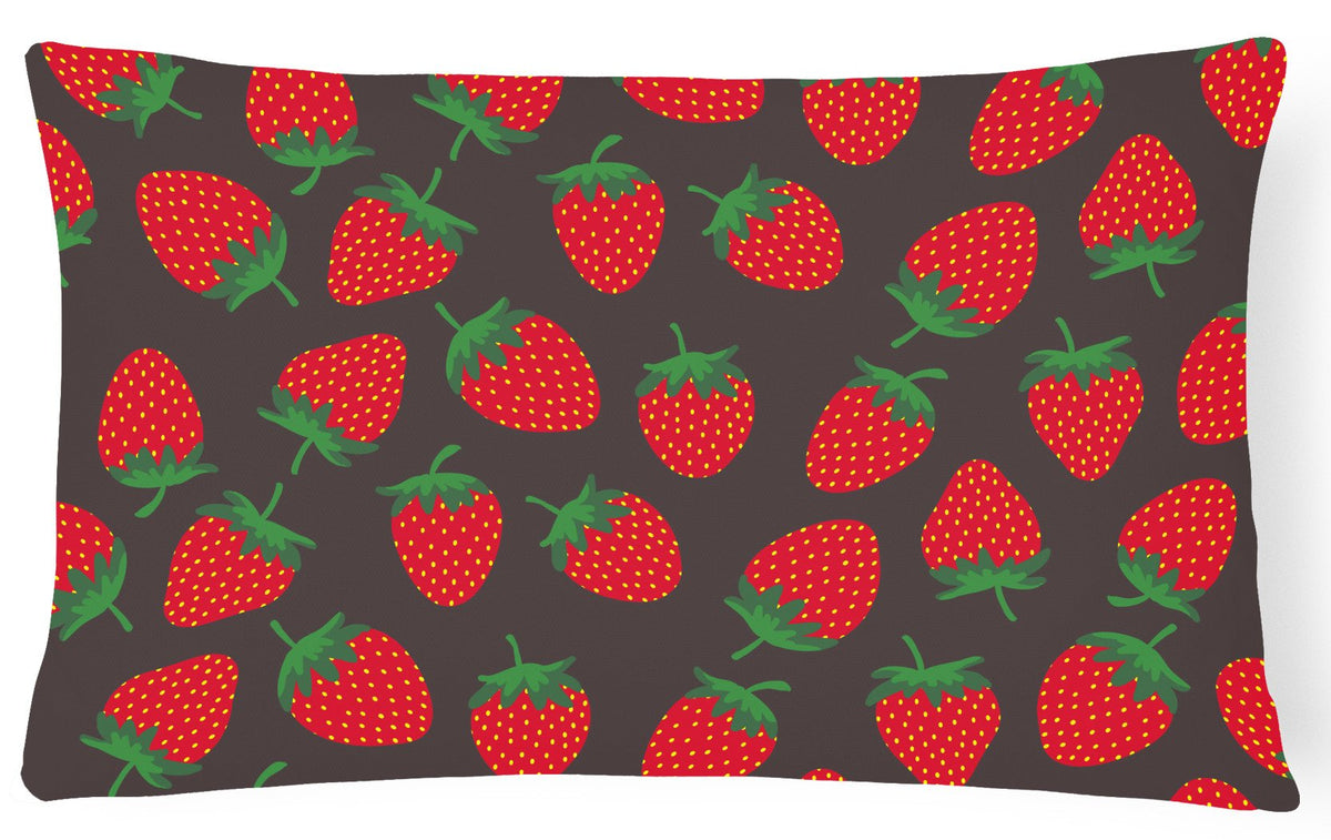 Strawberries on Gray Canvas Fabric Decorative Pillow BB5137PW1216 by Caroline&#39;s Treasures