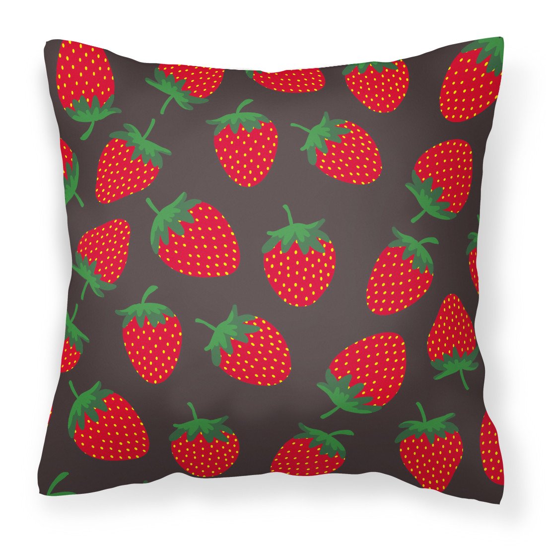 Strawberries on Gray Fabric Decorative Pillow BB5137PW1818 by Caroline&#39;s Treasures
