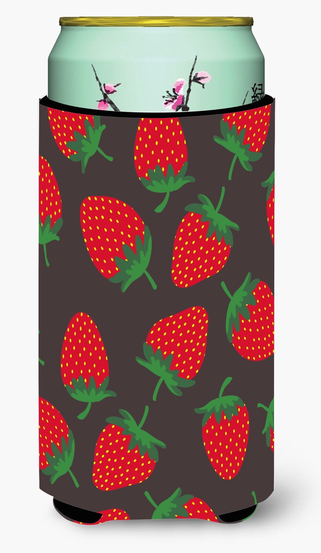 Strawberries on Gray Tall Boy Beverage Insulator Hugger BB5137TBC by Caroline&#39;s Treasures
