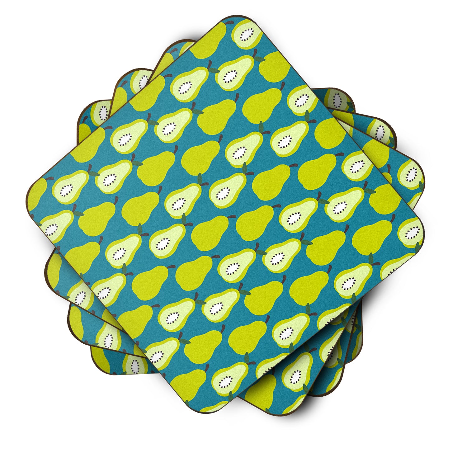 Pears on Green Foam Coaster Set of 4 BB5138FC - the-store.com
