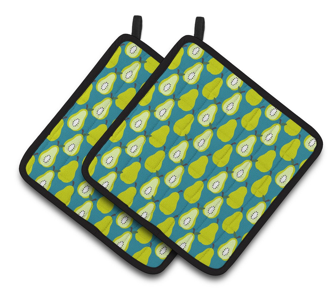 Pears on Green Pair of Pot Holders BB5138PTHD by Caroline&#39;s Treasures