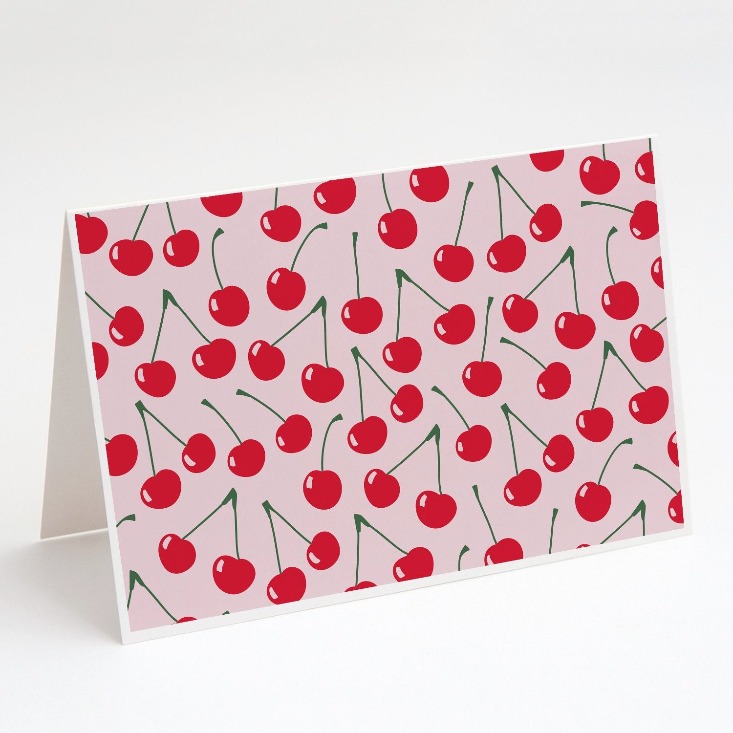 Buy this Cherries on Pink Greeting Cards and Envelopes Pack of 8