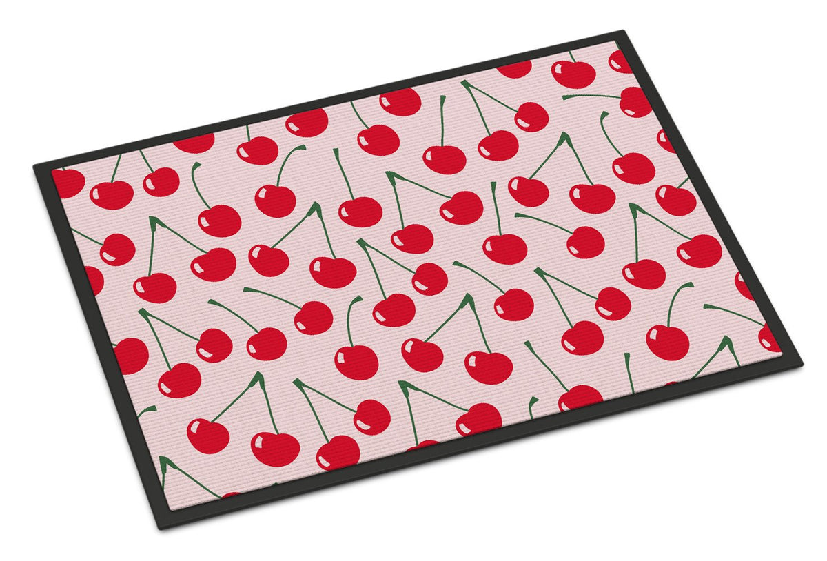 Cherries on Pink Indoor or Outdoor Mat 24x36 BB5139JMAT by Caroline&#39;s Treasures