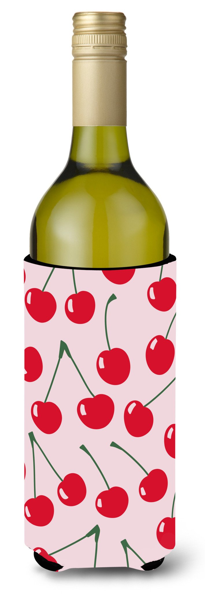 Cherries on Pink Wine Bottle Beverge Insulator Hugger BB5139LITERK by Caroline&#39;s Treasures