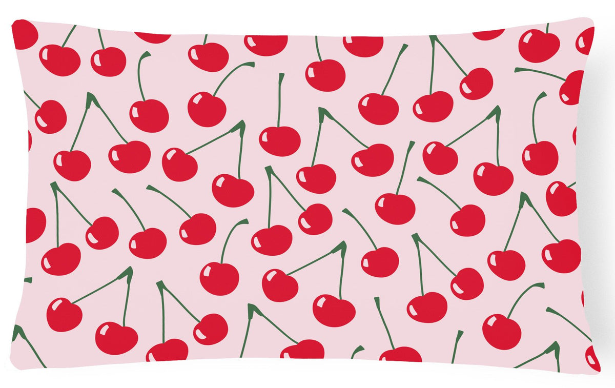 Cherries on Pink Canvas Fabric Decorative Pillow BB5139PW1216 by Caroline&#39;s Treasures