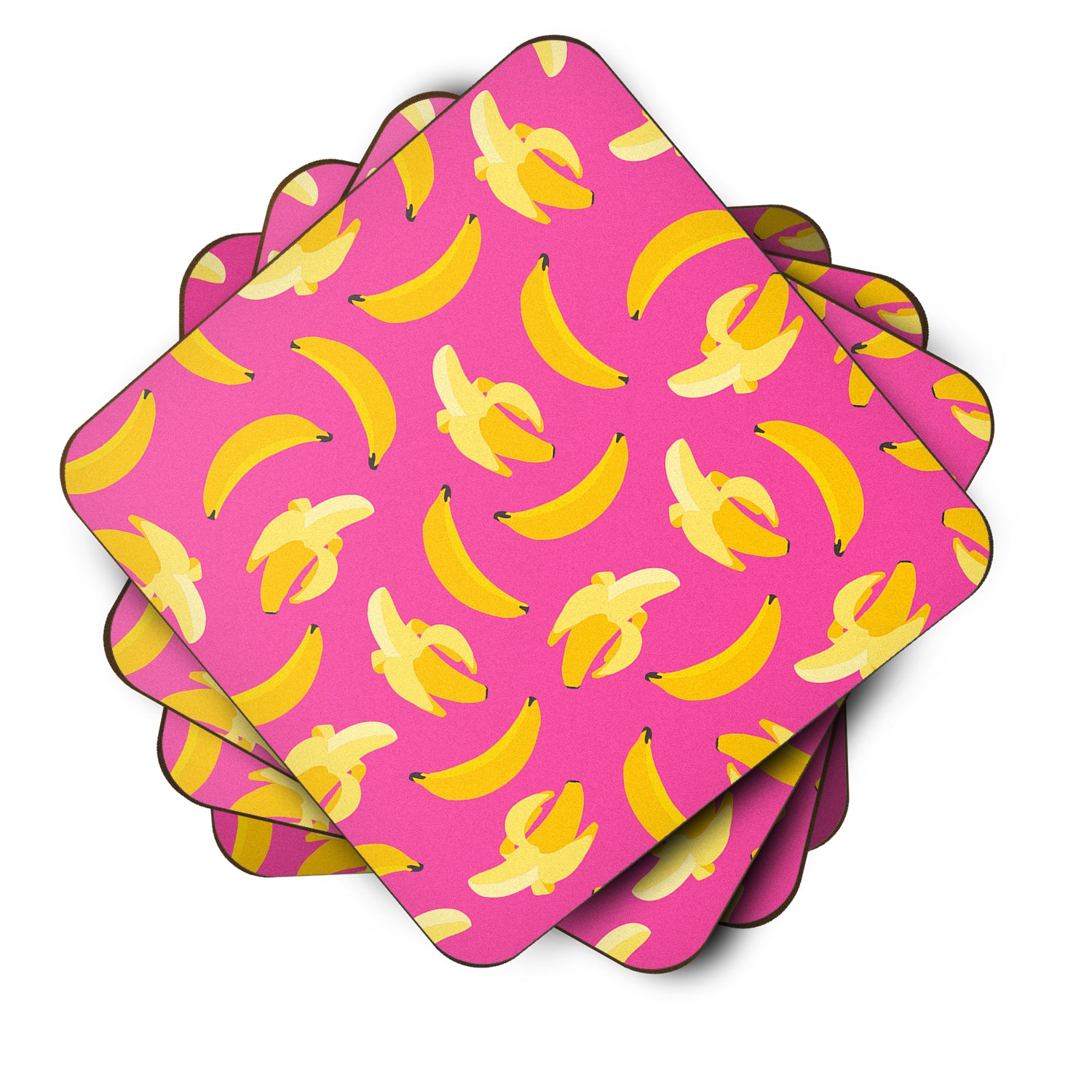 Bananas on Pink Foam Coaster Set of 4 BB5140FC - the-store.com