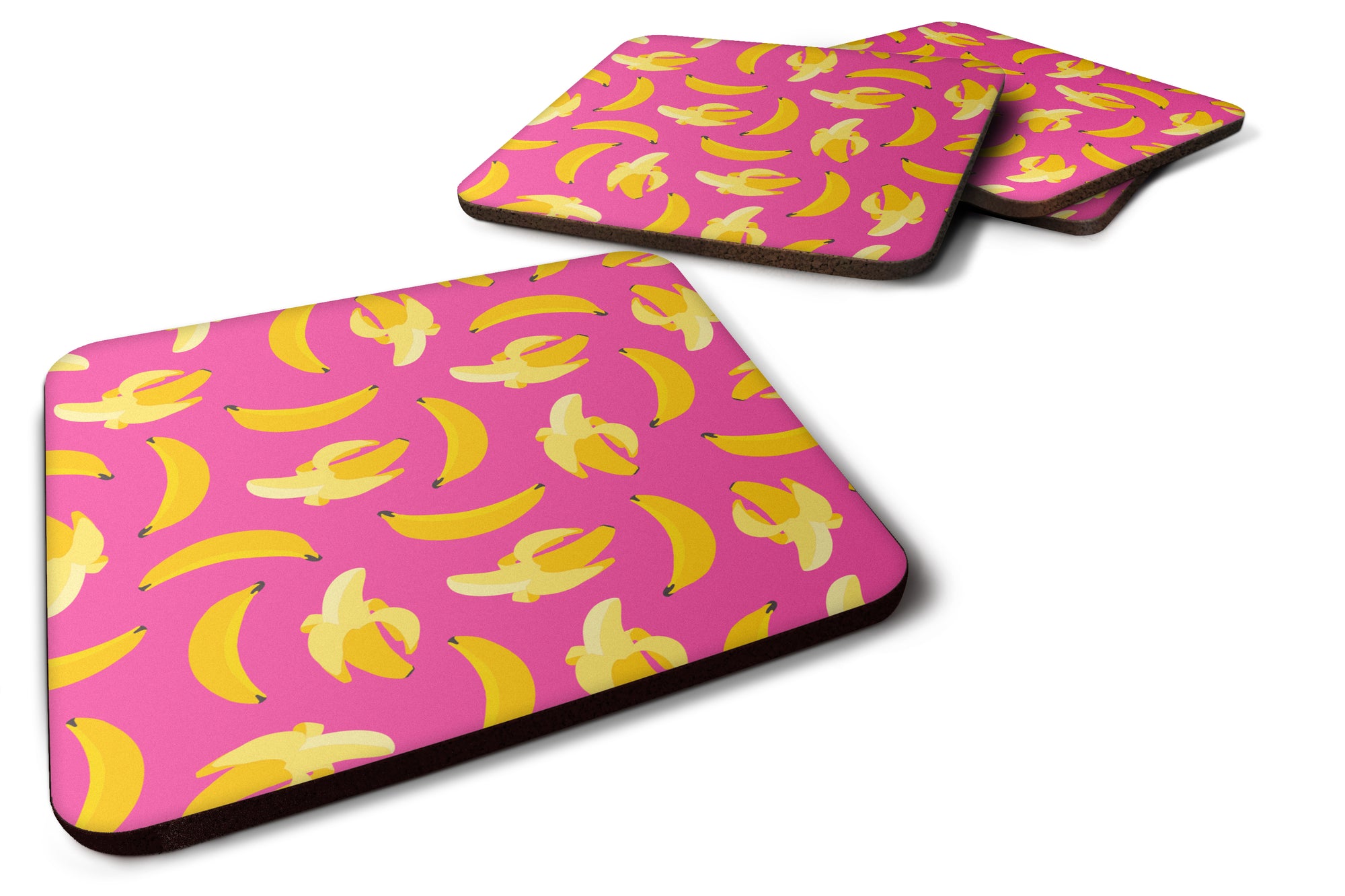 Bananas on Pink Foam Coaster Set of 4 BB5140FC - the-store.com