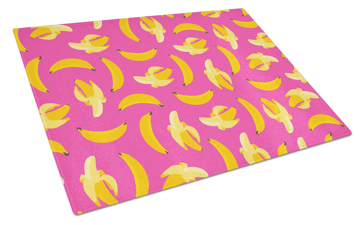 Bananas on Pink Glass Cutting Board Large BB5140LCB by Caroline&#39;s Treasures