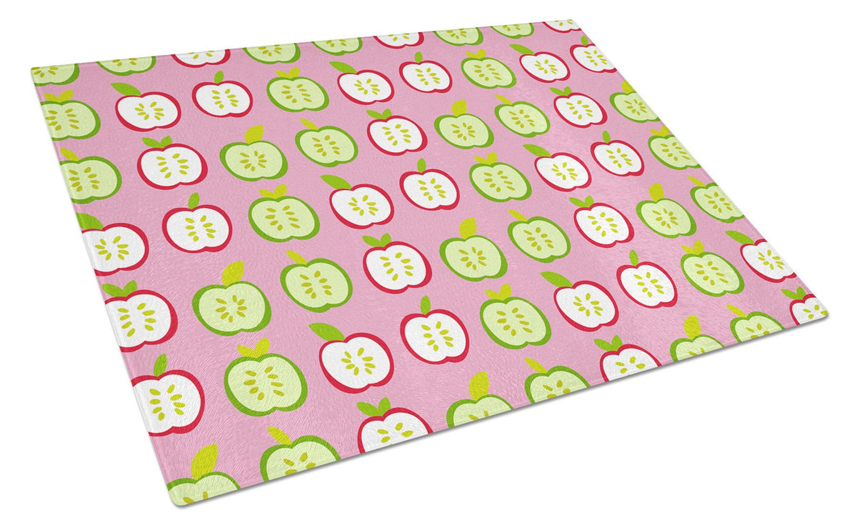 Apples on Pink Glass Cutting Board Large BB5141LCB by Caroline&#39;s Treasures