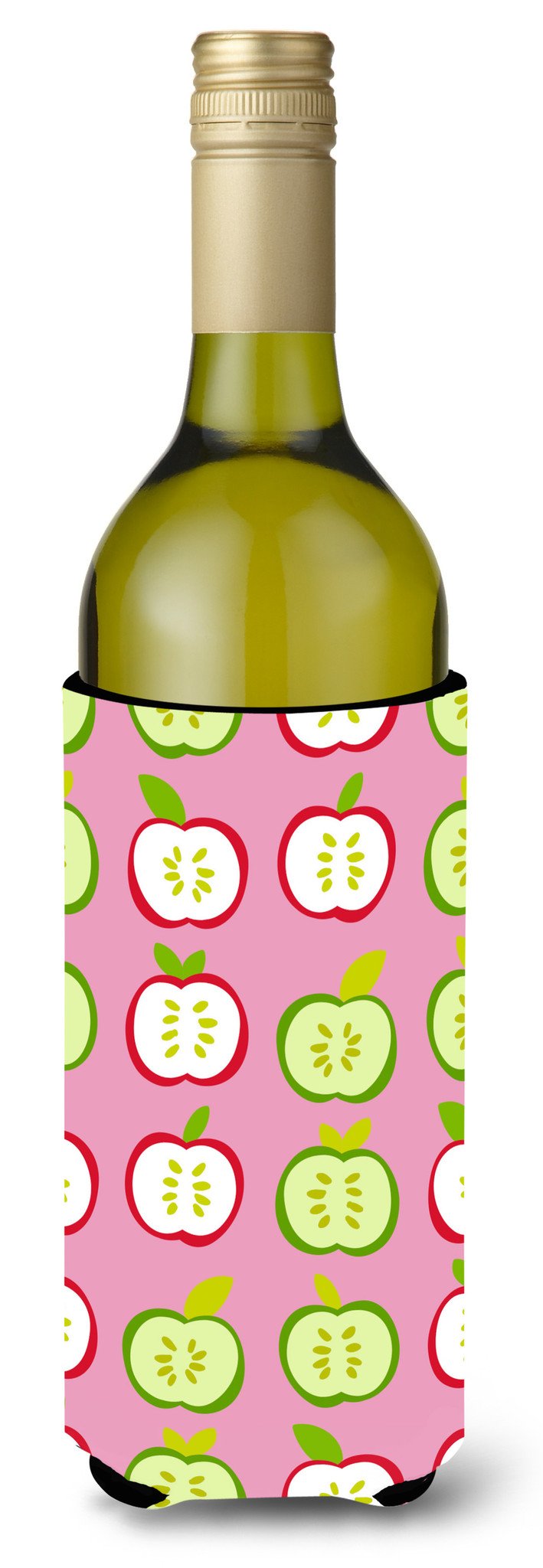 Apples on Pink Wine Bottle Beverge Insulator Hugger BB5141LITERK by Caroline&#39;s Treasures