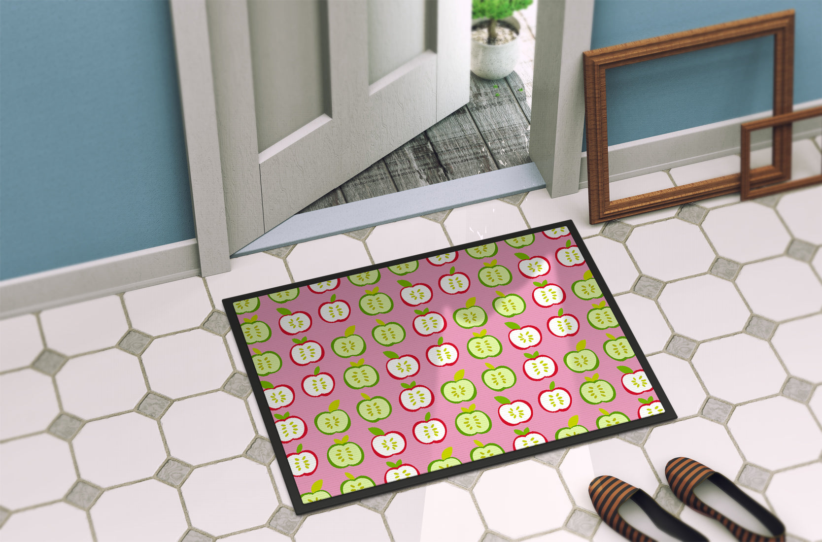 Apples on Pink Indoor or Outdoor Mat 18x27 BB5141MAT - the-store.com