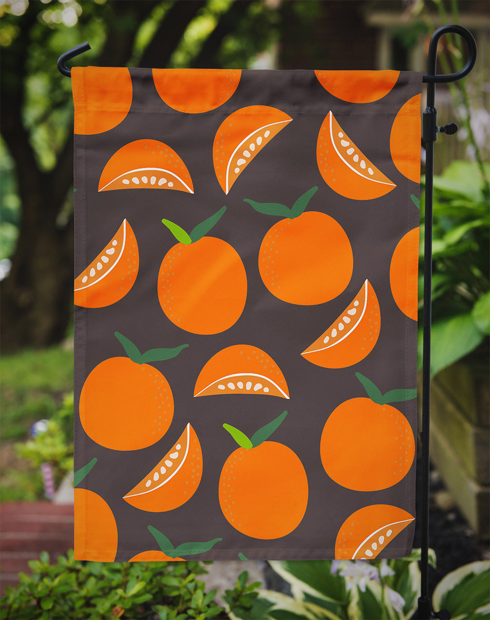 Oranges on Gray Flag Garden Size BB5142GF